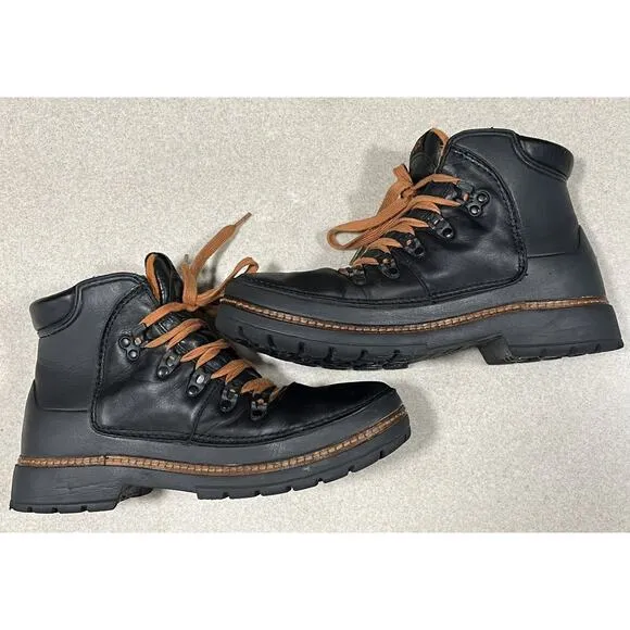 Crocs Lace Up Cobbler Leather Hiking Boots Black Men’s Size 10 Outdoor Adventure