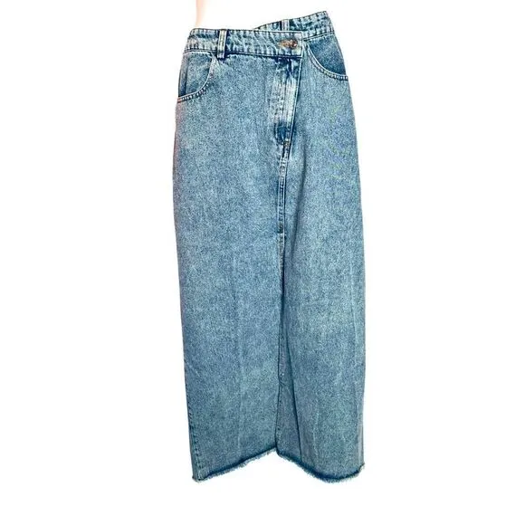 Crossover Slit Denim Jean Skirt