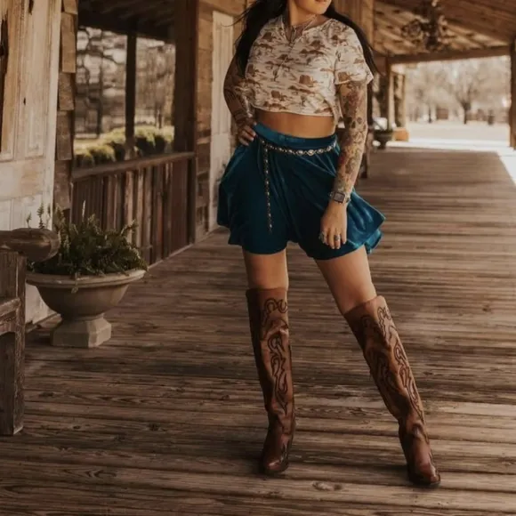 DAN POST &quot;Seductress&quot; tall top tooled chestnut leather cowgirl boots sz7 NWT/NIB