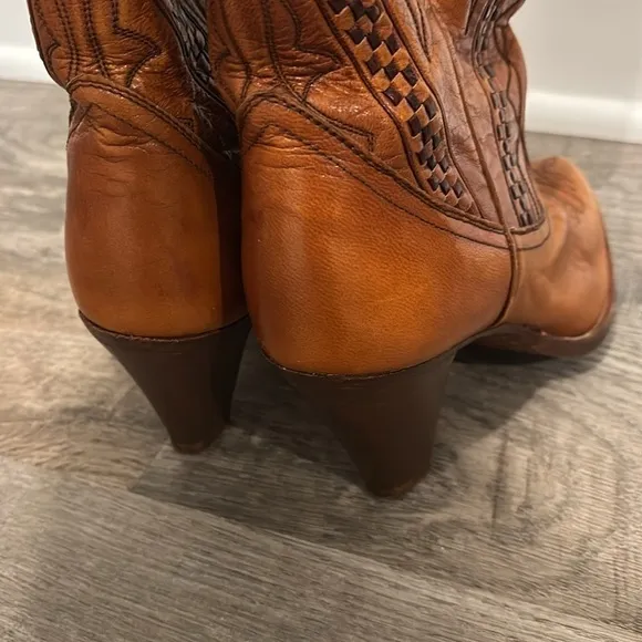 Dan Post Womens Heeled Western Cowgirl Boots 4131 Sz 6 Made In Spain 70s Vintage