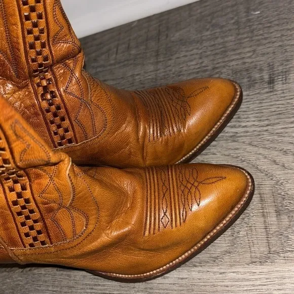 Dan Post Womens Heeled Western Cowgirl Boots 4131 Sz 6 Made In Spain 70s Vintage