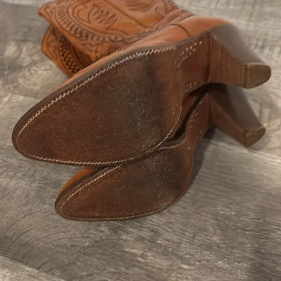 Dan Post Womens Heeled Western Cowgirl Boots 4131 Sz 6 Made In Spain 70s Vintage