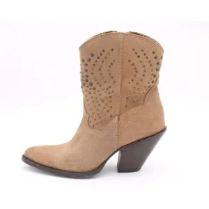 Dan Post Women's Stud Boots In Suede Leather Taupe/Tan SZ 9 New