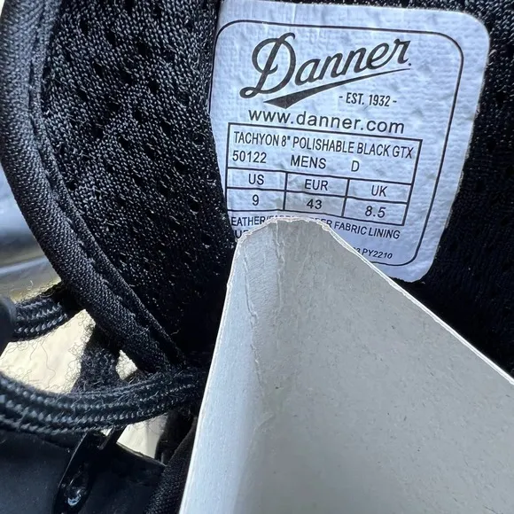 Danner Tachyon 8&quot; Men's 9 Black Polishable Toe Hiking Work Boots Shoes 50124