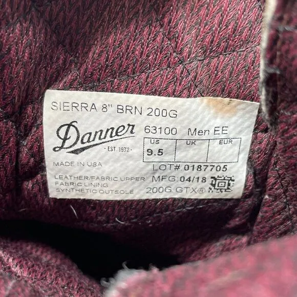 Danner Sierra 8&quot; 200G GoreTex Hunting Work Boot Men's Size 9.5 EE WIDE *PICS*