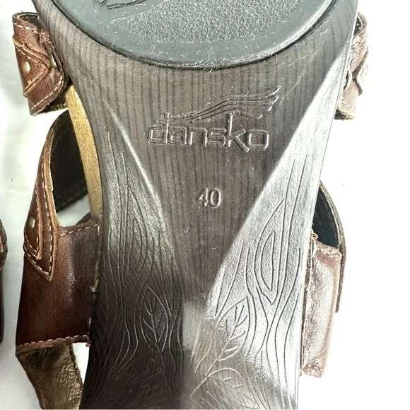 Dansko Nina Sandals 40 Brown  Leather Slingback Shoes Women