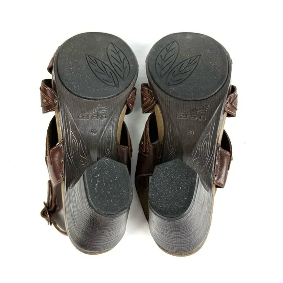 Dansko Nina Sandals 40 Brown  Leather Slingback Shoes Women