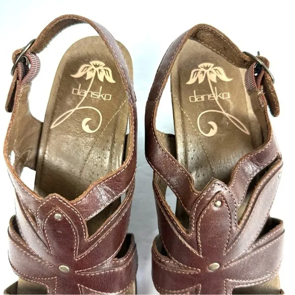 Dansko Nina Sandals 40 Brown  Leather Slingback Shoes Women