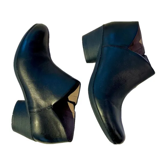 Dansko Raina Burnished Nubuck Black Leather Ankle Boots Size EU 40 US 9.…