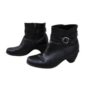 Dansko Ryan Boots EU 40 Black Leather Slight Heel Buckle Zip Up Ankle Booties