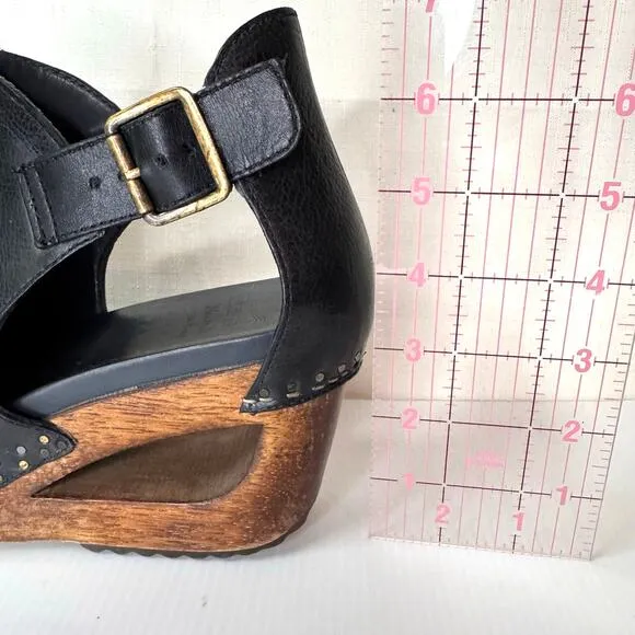 DANSKO Sable Wedge Sandals Women's 9.5 Black Leather Boho Festival Bohemian