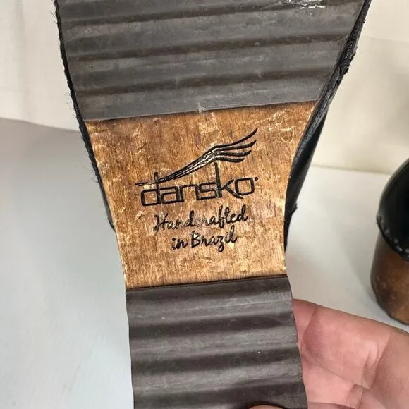 DANSKO Sable Wedge Sandals Women's 9.5 Black Leather Boho Festival Bohemian