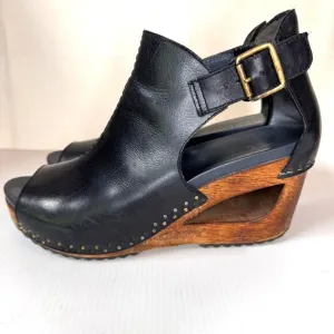 DANSKO Sable Wedge Sandals Women's 9.5 Black Leather Boho Festival Bohemian