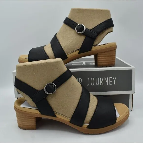 Dansko Womens EU 41 US 10.5-11 Tansy Nappa Black Leather Strappy Sandals Shoes