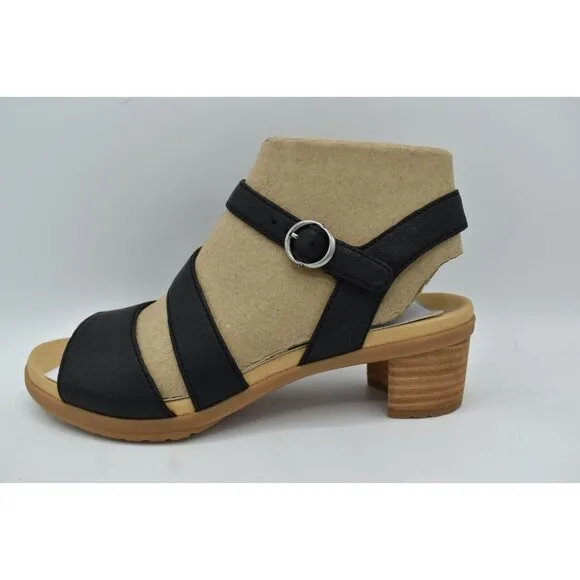 Dansko Womens EU 41 US 10.5-11 Tansy Nappa Black Leather Strappy Sandals Shoes