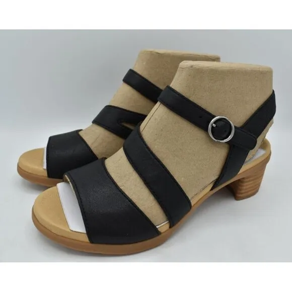 Dansko Womens EU 41 US 10.5-11 Tansy Nappa Black Leather Strappy Sandals Shoes