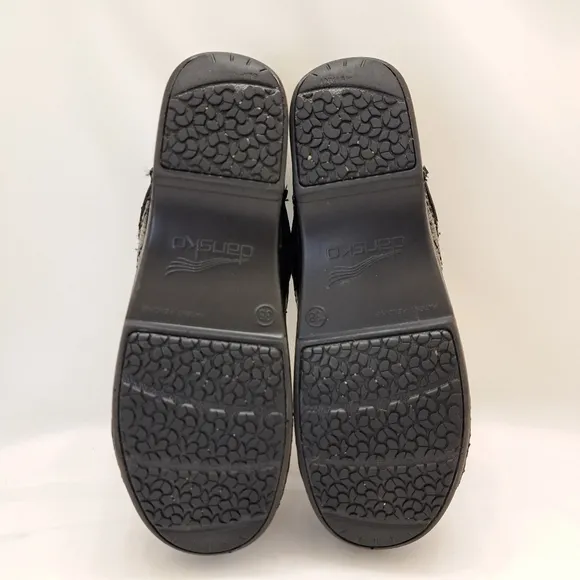 Dansko Women's Snakeskin Print Brown/Gold Embossed Leather Clog Shoes Si…‎