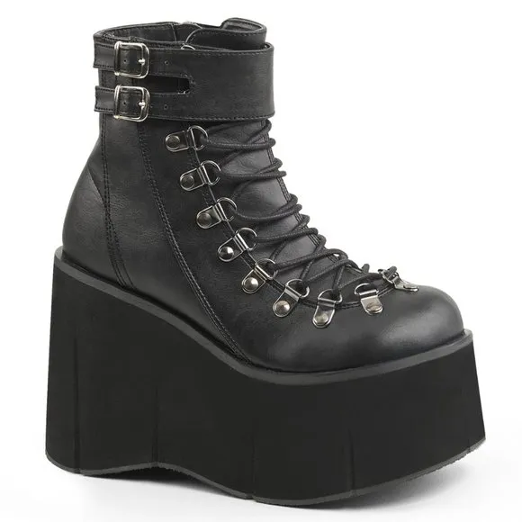 Demonia Kera-21 Black Lace Up Platform Boots