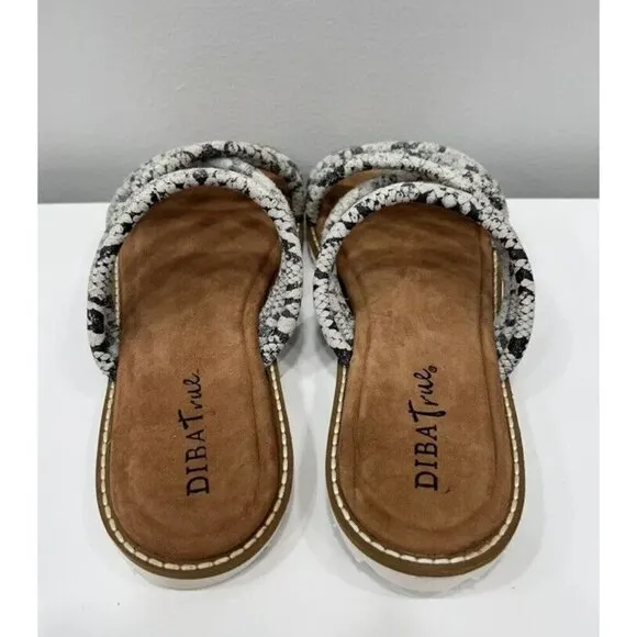 Diba True Cedar Cove Sz 8 Gray Leather Strappy Slide Sandals Snake Print New