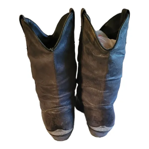 Dingo Gray/Blue Leather Slouch Western Cowgirl Boots  size 8.5/Pigskin Slouchy