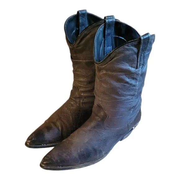 Dingo Gray/Blue Leather Slouch Western Cowgirl Boots  size 8.5/Pigskin Slouchy