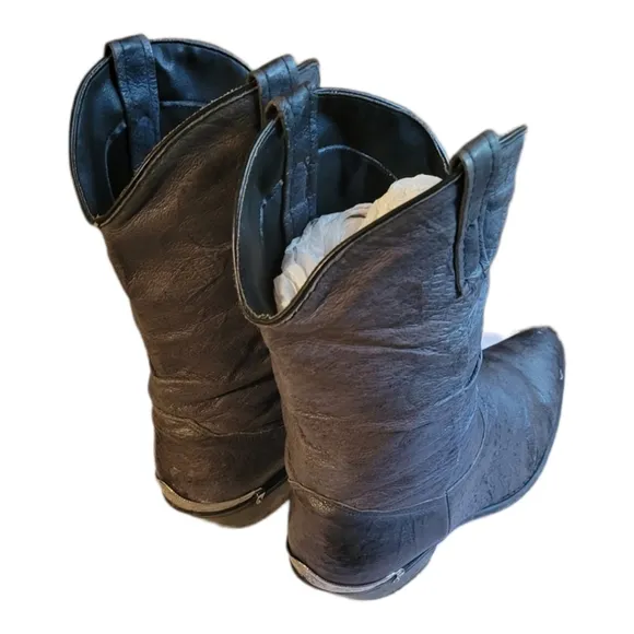 Dingo Gray/Blue Leather Slouch Western Cowgirl Boots  size 8.5/Pigskin Slouchy
