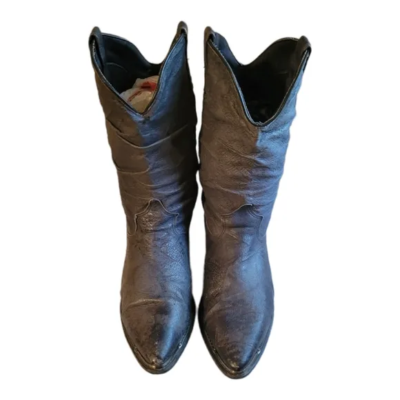 Dingo Gray/Blue Leather Slouch Western Cowgirl Boots  size 8.5/Pigskin Slouchy