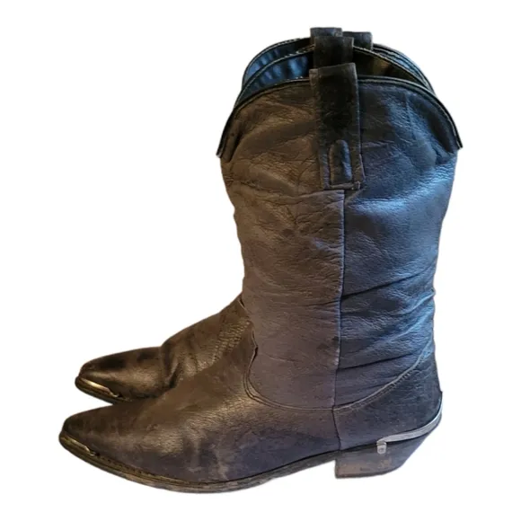 Dingo Gray/Blue Leather Slouch Western Cowgirl Boots  size 8.5/Pigskin Slouchy