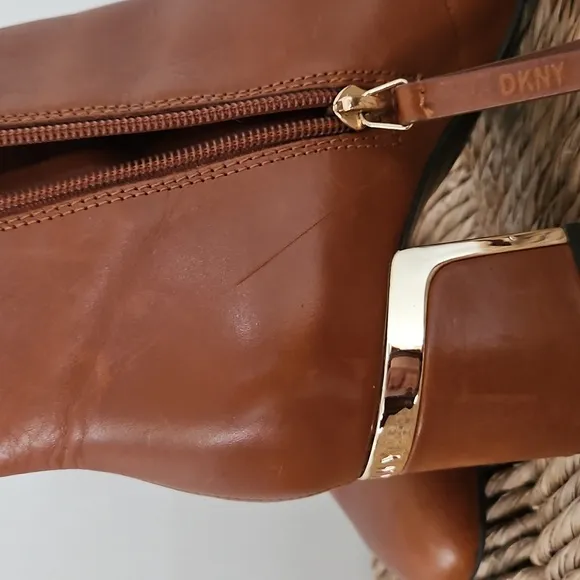 DKNY Brown Leather Ankle Boots Size 6.5