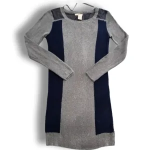 DKNY Long Sleeve Gray &amp; Blue Sweater Dress Round Neckline sz S