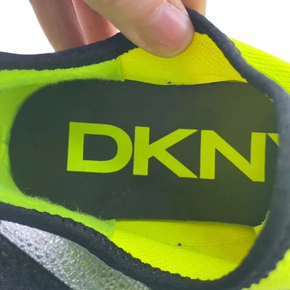 DKNY Womens Shoes Abbi Slip On Sneakers Sz 8 Neon Yellow Low Top Colorful Bright