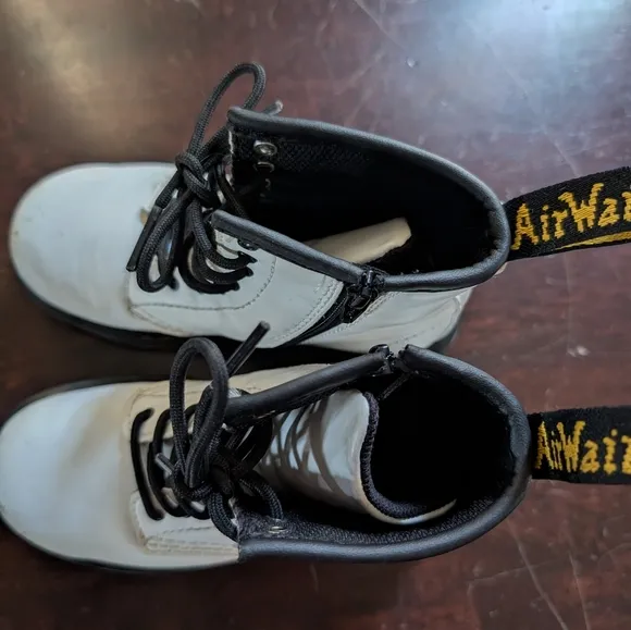 Doc Martens Kid White Leather Boots