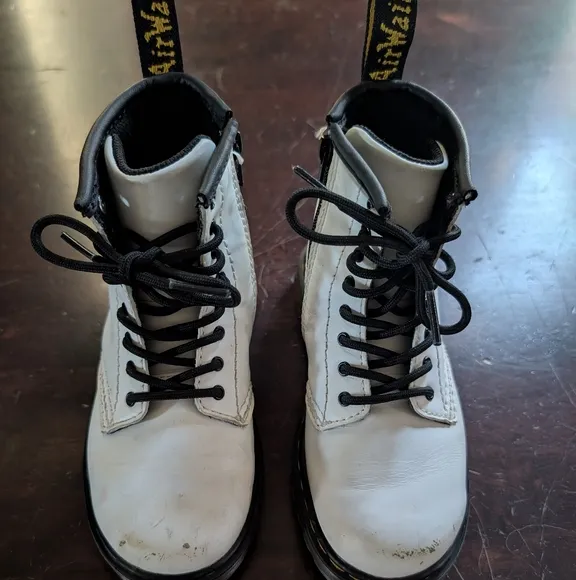 Doc Martens Kid White Leather Boots