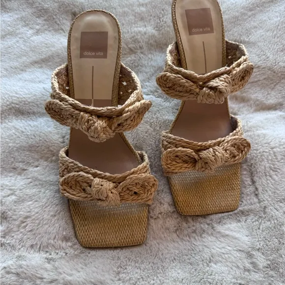 Dolce Vita Tan Woven Heeled Sandals