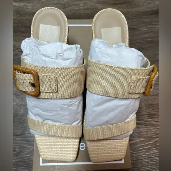 Dolce Vita Women's Posy Sandals in Wheat Raffia Heels Women’s size 7.5
