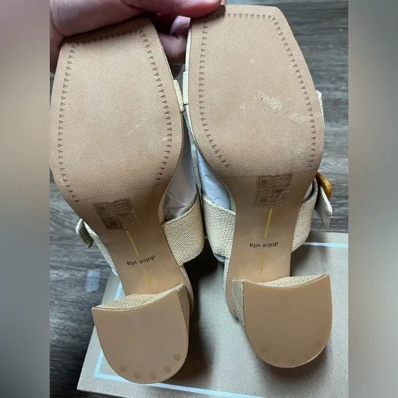 Dolce Vita Women's Posy Sandals in Wheat Raffia Heels Women’s size 7.5