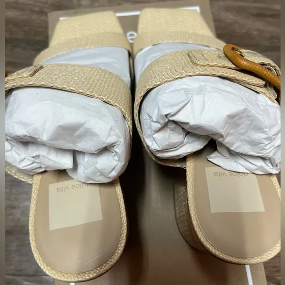 Dolce Vita Women's Posy Sandals in Wheat Raffia Heels Women’s size 7.5