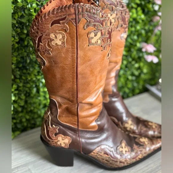 Donald J. Pliner Brown and Tan Heeled Boots