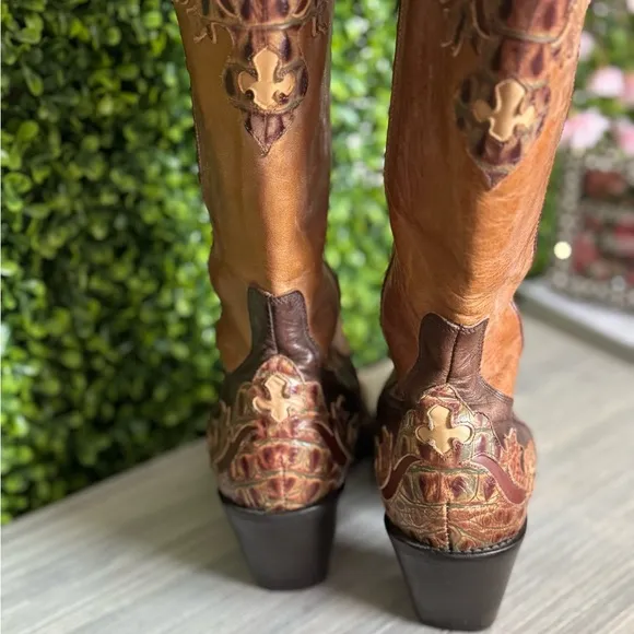 Donald J. Pliner Brown and Tan Heeled Boots