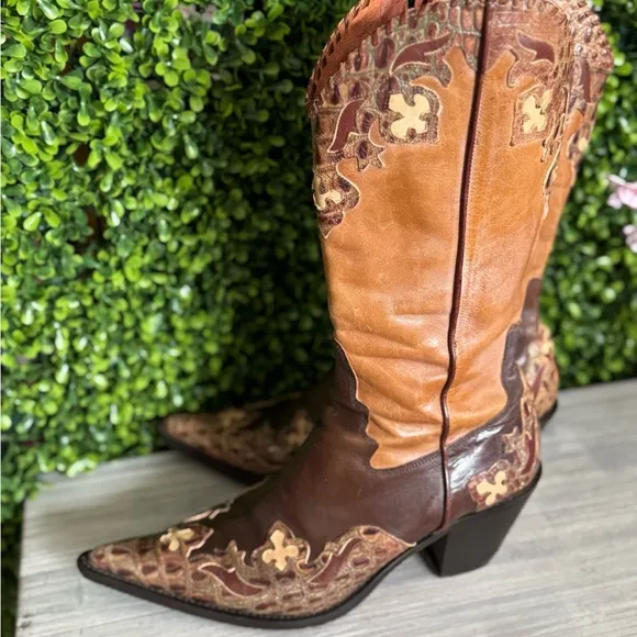 Donald J. Pliner Brown and Tan Heeled Boots