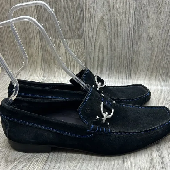 Donald J Pliner DACIO2-02 Men’s Black/Blue Suede Slip-On  Loafer Shoes