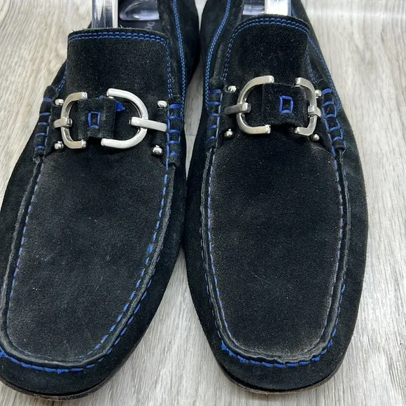 Donald J Pliner DACIO2-02 Men’s Black/Blue Suede Slip-On  Loafer Shoes