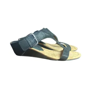 Donald Pliner Leather Sandals 8M Stylish Cork Sole Comfort Sandals Dylan black
