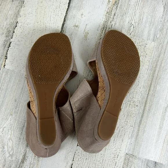 Donald Pliner Myrtle womens 10 tan leather slip on cork wedge sandal new