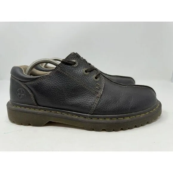 Dr Marten Shoes Marchant Mens 11 Doc Brown Leather Oxford Work Boots‎ Low Y2k