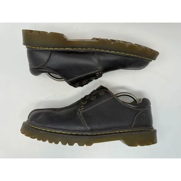Dr Marten Shoes Marchant Mens 11 Doc Brown Leather Oxford Work Boots‎ Low Y2k