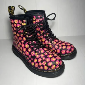 DR. MARTENs 1460 Junior Pink Leopard Sz 2 Hydro Leather Lace Up Boots New Doc