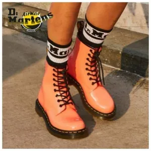 Dr. Martens 1460 Patent Leather Women's Lace-up Shiny Boots Coral Size 8 NEW