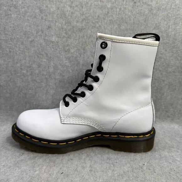 Dr. Martens Boots Womens 7 White Lace Up Leather Combat Platform Docs 1460 NEW