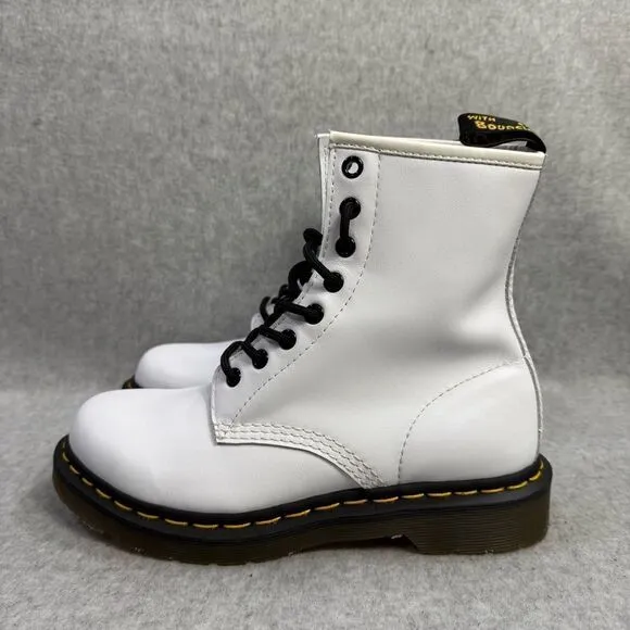Dr. Martens Boots Womens 7 White Lace Up Leather Combat Platform Docs 1460 NEW
